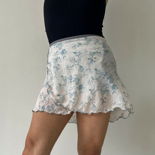 Embossed Fabric with Blue Flower Ballet Skirt